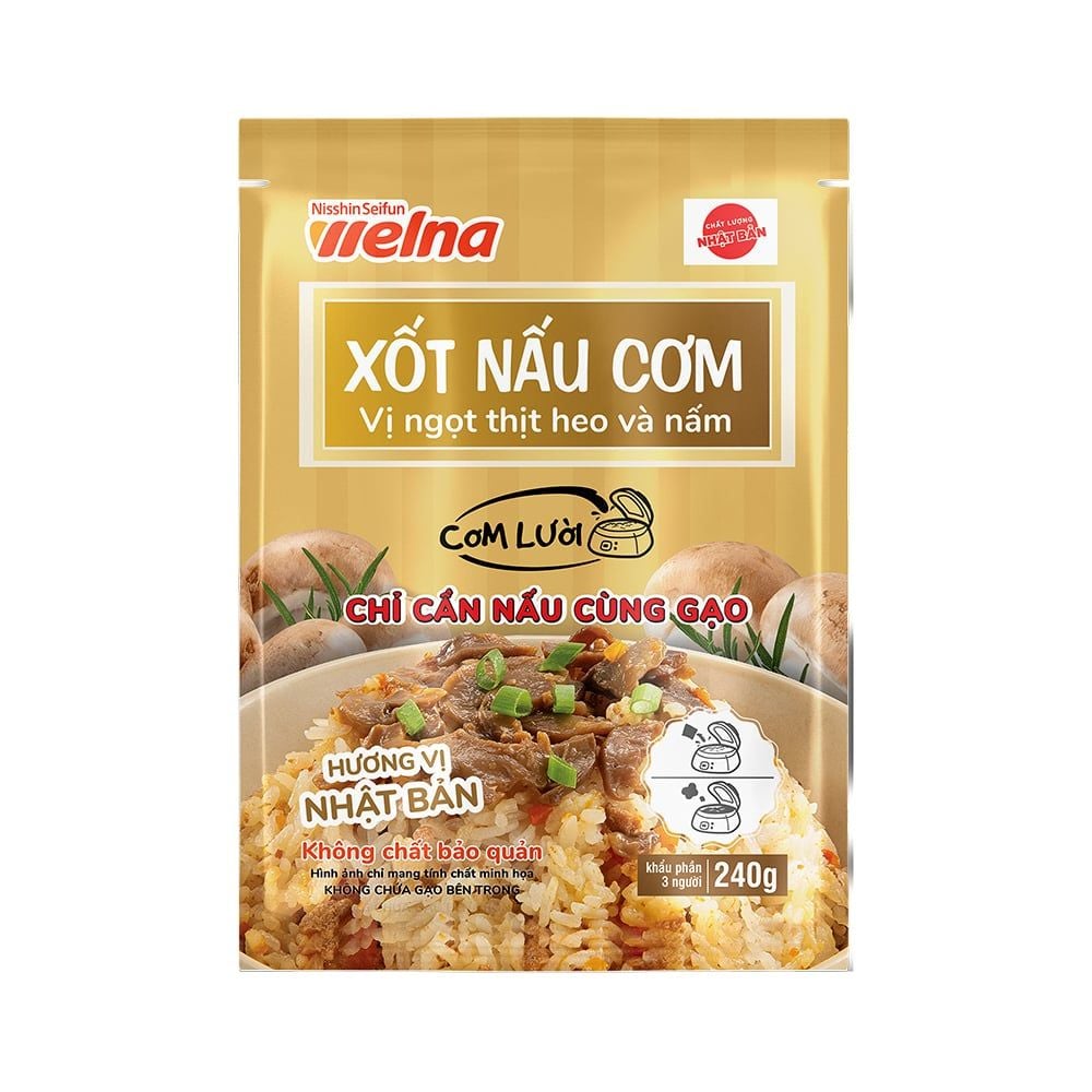[Tặng 1 Hộp Thực Phẩm] Combo 8 Gói Xốt Nấu Cơm Vị Ngọt Thịt Heo Và Nấm Nisshin Seifun Welna
