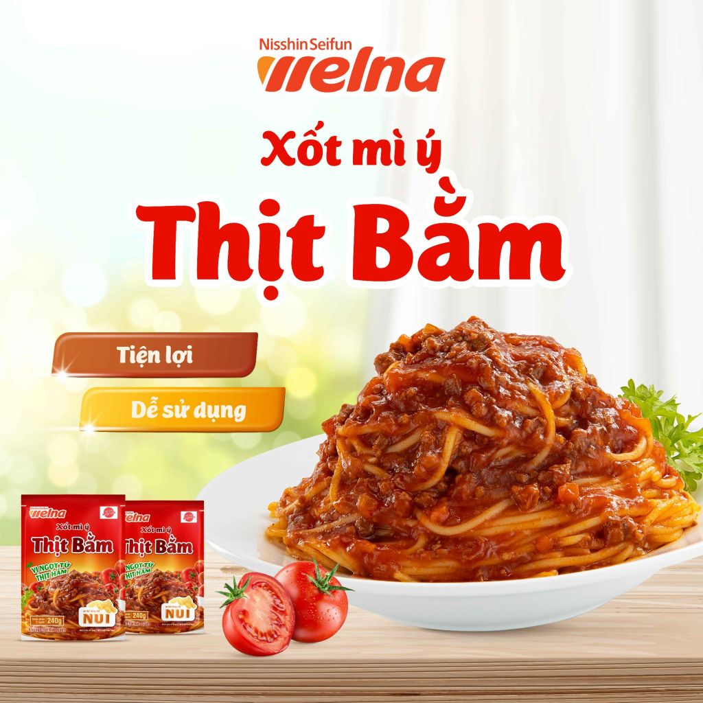 [Tặng 1 Hộp Thực Phẩm] Combo 8 Gói Xốt Mỳ Ý Thịt Bằm Nisshin Seifun Welna