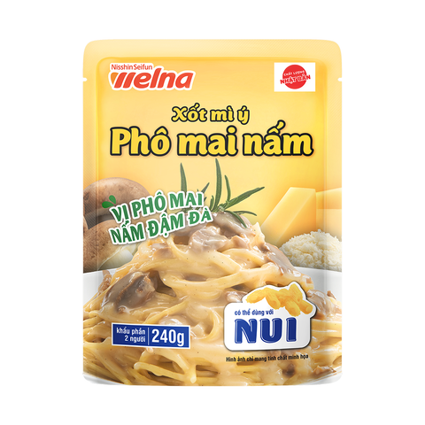  [Tặng 1 Hộp Thực Phẩm] Combo 8 Gói Xốt Mì Ý Phô Mai Nấm Nisshin Seifun Welna 