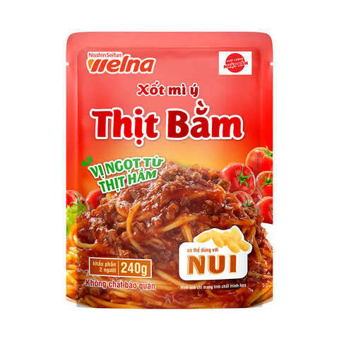  [Tặng 1 Hộp Thực Phẩm] Combo 8 Gói Xốt Mỳ Ý Thịt Bằm Nisshin Seifun Welna 