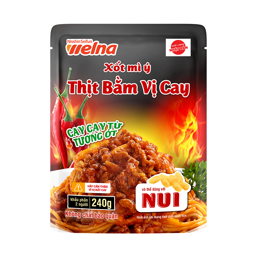 [Tặng 1 Hộp Thực Phẩm] Combo 8 Gói Xốt Mì Ý Thịt Bằm Vị Cay Nisshin Seifun Welna