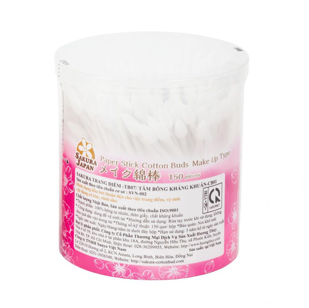 Tăm Bông Kháng Khuẩn Sanyo Sakura TB07 – Hộp 150 Chiếc