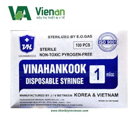 Bơm tiêm insulin 1ml 26G Vinahankook - bơm tiêm tiểu đường, tiêm thuốc tê