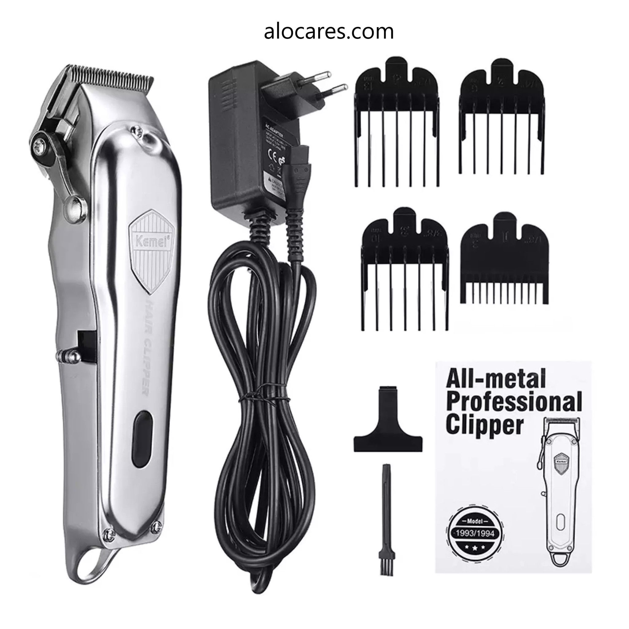 Tông Đơ Cắt Tóc Kim Loại Mạnh Mẽ Kỹ Thuật Số LCD Chuyên Nghiệp Người Đàn Ông Tóc Clipper Bộ Dụng Cụ Cắt Tóc Cho Tiệm Cắt Tóc Cơ Thể Sạc Được Bằng Kim Loại, 4 Giới Hạn Lược