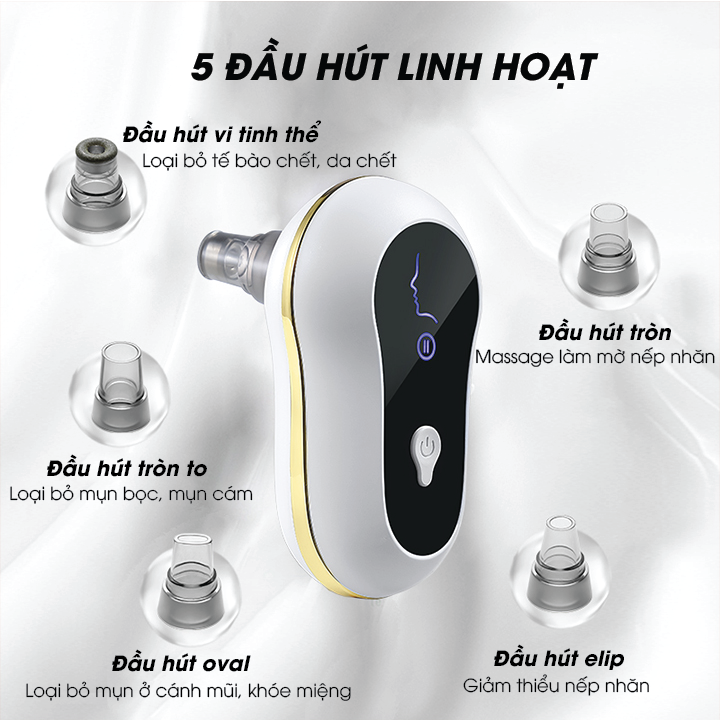 Máy Hút Mụn Cao Cấp Với 5 Lực Hút - Sạc Pin