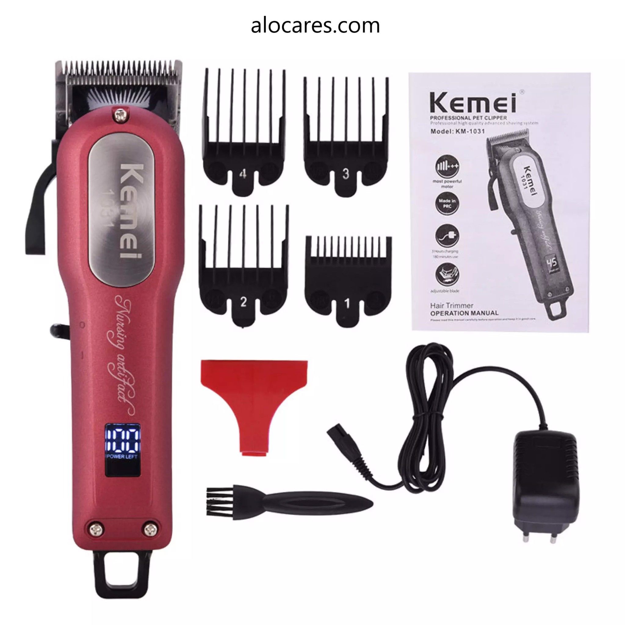 Kemei KM-2611 Professional Barber Cordless Electric Hair Tông đơ Beard Tông đơ cắt tóc LED Blade Carbon Steel Haircut Machine