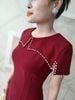 Đầm suông A đỏ đính pha lê sang trọng dự tiệc DL528