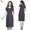 Đầm Suông xám ghi phối nút sang trọng gọn dáng DL508