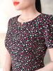 Đầm suông A Đen Hoa Nhí phối nút sang trọng DL529