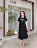 Đầm Suông Đen Xẻ Tà Thêu Hoa Trẻ Trung DL531