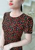 Đầm Suông A Đen hoa nhí cam vàng DL566