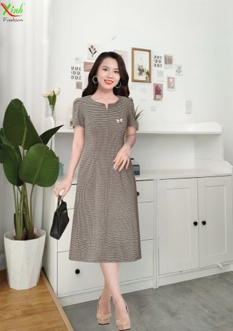  Đâm Suông Basic Caro Nâu Nhuyễn Sang Trọng DL576 