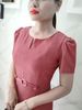 Đầm suông khuy hồng pastel trẻ trung DL671