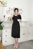Đầm cổ peter pan caro đen phối bi tim DL753