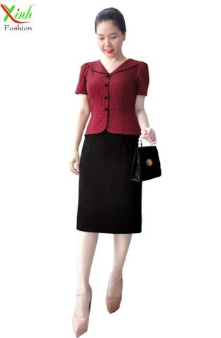  Đầm Peplum Caro Đỏ Đô Tôn Dáng DL802 