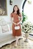 Đầm Dập Ly Nâu Cam Trẻ Trung Hiện Đại DL900