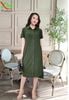 Đầm Xanh rêu Sơ Mi Dáng Suông Trẻ Trung DL546