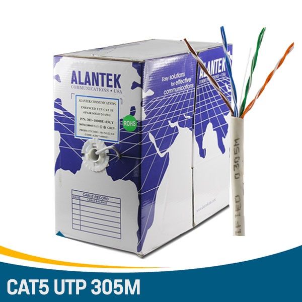 Cáp Mạng Vi Tính Alantek Cat5E UTP 4Đôi (301-10008E-00GY/03GY) THÙNG