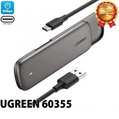 Ugreen 60355 6Gbps M.2 B-key SSD NGFF hộp box cổng Type C hoặc USB 3.0 màu xám đen CM238