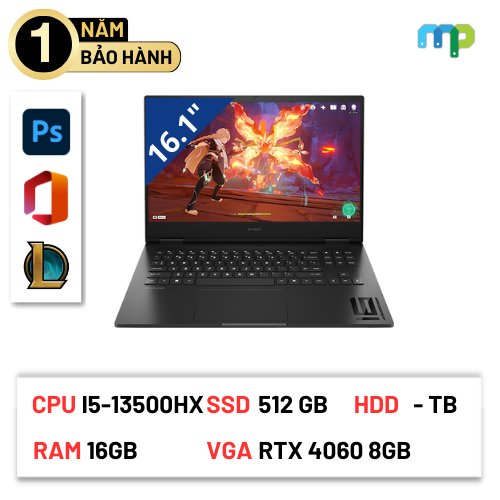 Laptop HP Gaming OMEN 16-wf000tx I5-13500HX/16GB/SSD 512TB/RTX 4060 8GB/LCD 16.1