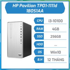 Máy bộ hãng HP Pavilion TP01-1111d  i3-10100|4GB|256GB| DVDRW|Win10 Silver, 1Y WTY 180S1AA