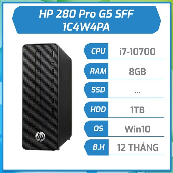 Máy bộ hãng HP 280 Pro G5 SFF  (i7-10700/8GB/1TB HDD/Win10/DVD/CD RW/WiFi 802.11ac) 1C4W4PA