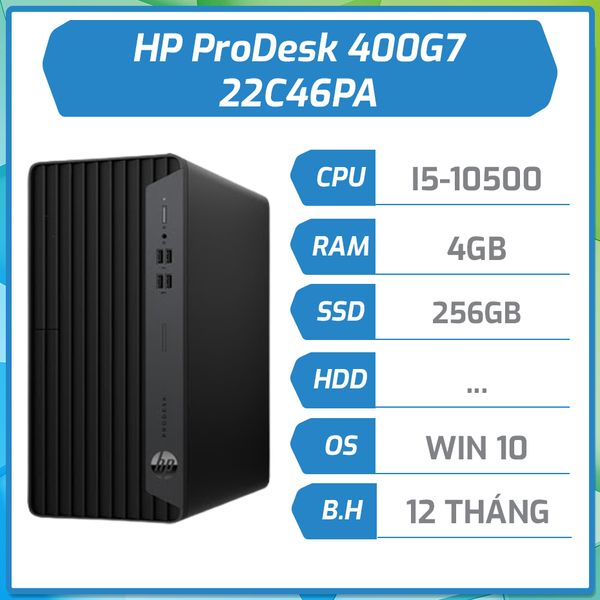 Máy bộ hãng HP ProDesk 400G7 MT (i5-10500/4GB/256GB/DVDRW/ĐEN/W10SL) 22C46PA