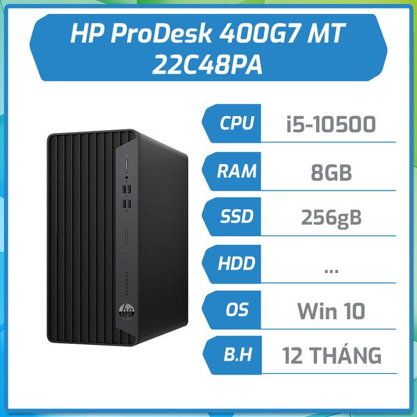 (Hàng dự án) Máy bộ hãng HP ProDesk 400G7 MT (i5-10500/8GB/256GB/DVD/Đen/Win10)