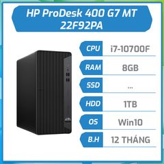 Máy bộ PC HP ProDesk 400 G7 MT (22F92PA)(Intel Core i7-10700F/8GB/1TBHDD/Windows 10 Home SL 64-bit/DVD/CD RW/WiFi 802.11ac)