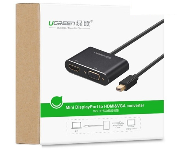 cáp chuyển đổi Mini Displayport to HDMI và VGA chính hãng Ugreen 20422 Đen