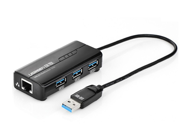 Bộ chia USB 3 cổng 3.0 Ugreen 20266 có cổng Ethernet 10/100Mbps