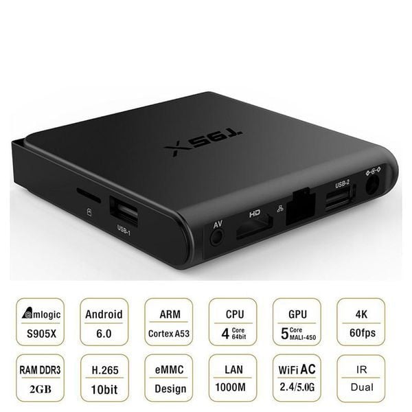 ANDROID TV BOX T95X CHIP S905X RAM 2GB, ANDROID 6.0