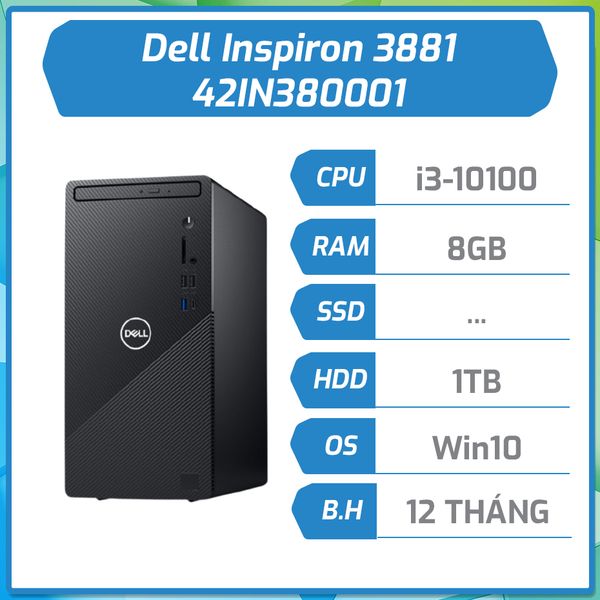 Máy bộ Dell Inspiron 3881 (i3-10100/8GB/1TB/Win10Home) (42IN380001)