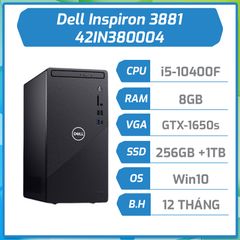 Máy bộ Dell Inspiron 3881 (i5-10400F/8GB/SSD 256 M.2 PCIe + HDD 1TB/GTX 1650 SUPER 4GB GDDR6/Win10Home) (42IN380004)