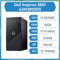 Máy bộ Dell Inspiron 3881 (i7-10700F/16GB/SSD 512GB M.2 PCIe/GTX 1660 SUPER 6GB GDDR6/Win10Home) (42IN380005)