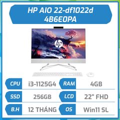 Máy bộ HP AIO 22-df1022d (i3-1125G4/4GB/256GB/21.5''FHD/Win11SL/White) 4B6E0PA