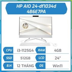 Máy bộ hãng HP AIO 24-df1034d (i3-1125G4/4GB/512GB/23.8''/Win11 home 64/White/1Y WTY)