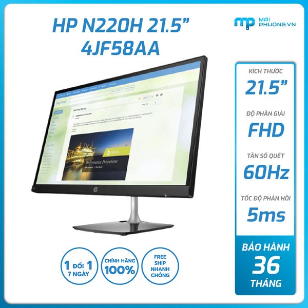Màn hình HP N220h 22 inch 1920x1080/60Hz/IPS/Vga/HDMI/Đen 4JF58AA (D)