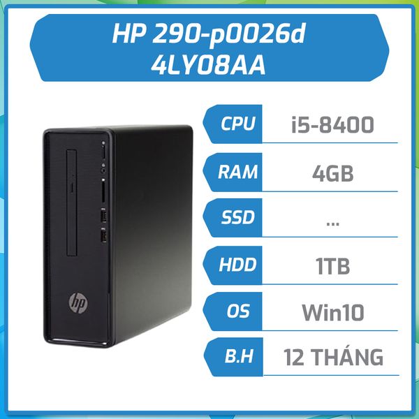 Máy bộ HP 290-p0026d i5-8400/4GB/1TB/DVDRW/Win10 4LY08AA
