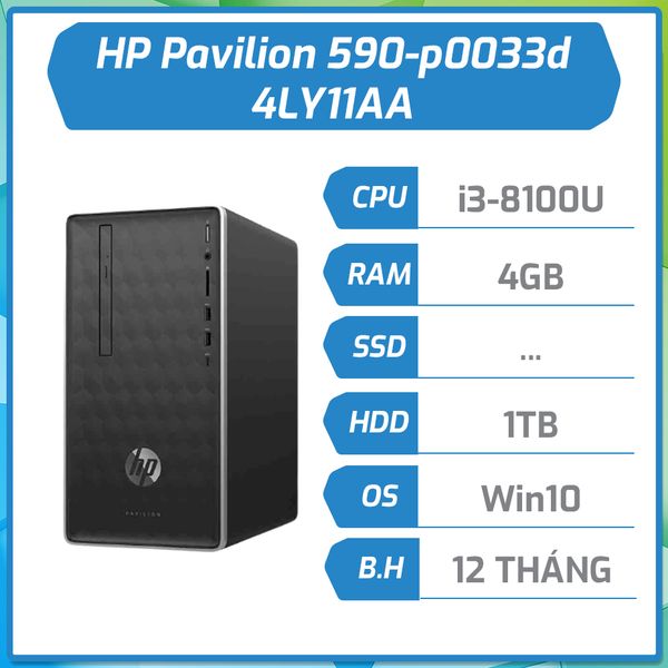 Máy bộ hãng HP Pavilion 590-p0033d i3-8100U/4GB/1TB/DVDRW/Win10 4LY11AA