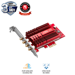 Card mạng không dây PCI Express Asus PCE-AC88 Wireless AC3100