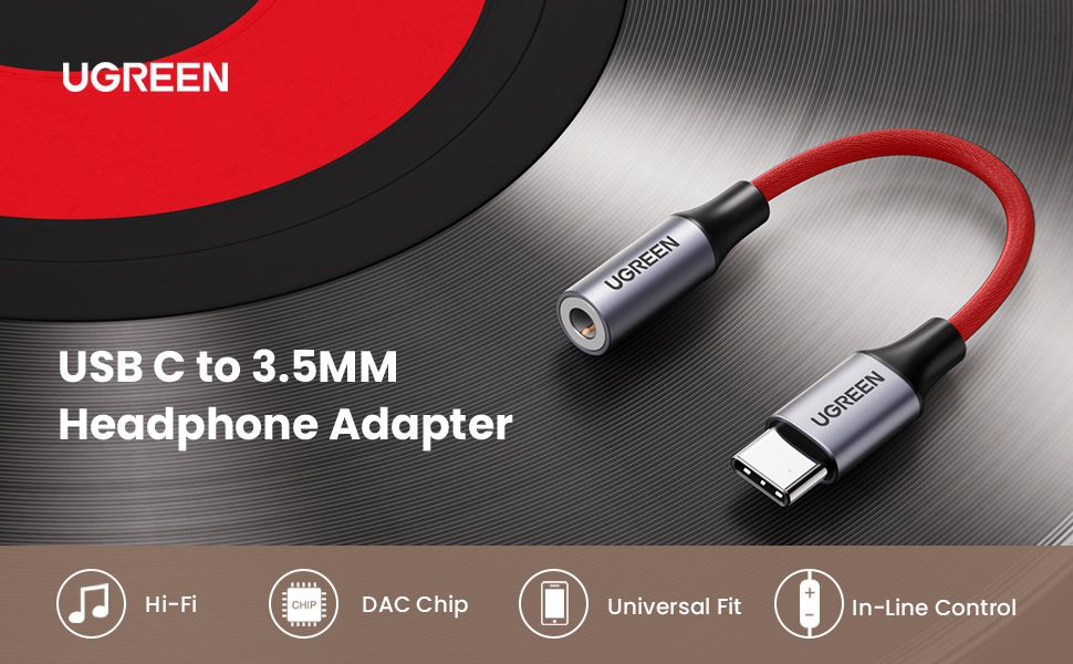 Cáp USB Type-C Sang Cổng Âm Thanh 3.5mm Ugreen 80154, hỗ trợ Samsung/ iPad Pro/ Sur face chính hãng cao cấp