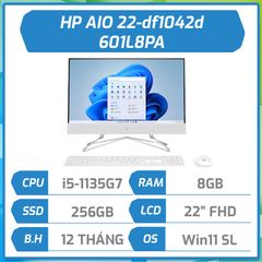 Máy bộ HP AIO 22-df1042d (i5-1135G7/8GB/256GB/21.5''FHD/Win11SL/White) 601L8PA