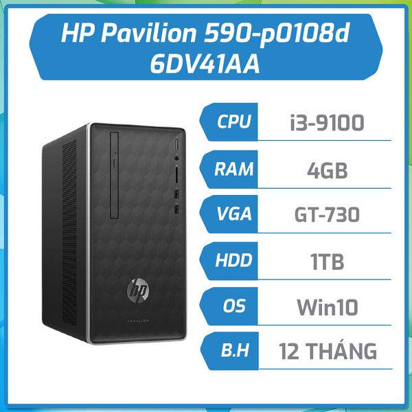 Máy bộ hãng HP Pavilion 590-p0108d i3-9100/4GB/1TB/DVDRW/Win10 6DV41AA