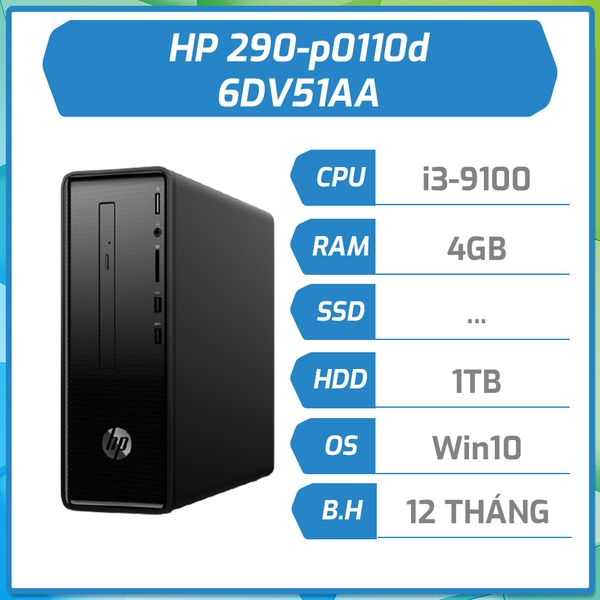 Máy bộ hãng HP 290-p0110d i3-9100/4GB/1TB/DVDRW/Win10/Đen_6DV51AA (D)