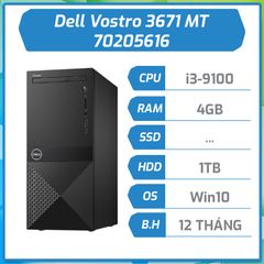 Máy bộ Dell Vostro 3671 MT 70205616 ,Intel Core i3-9100 (3.60 GHz,6 MB),4GB RAM,1TB HDD,DVDRW,WL+BT Card,Keyboard,Mouse,Win 10 Home,McAfeeMDS,1Yr