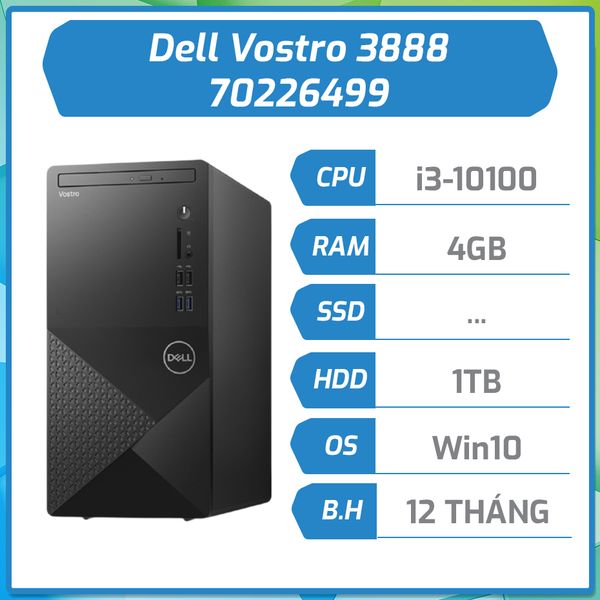 Máy bộ Dell Vostro 3888 Core i3/4GB RAM/1TB HDD/UHD 630/70226498