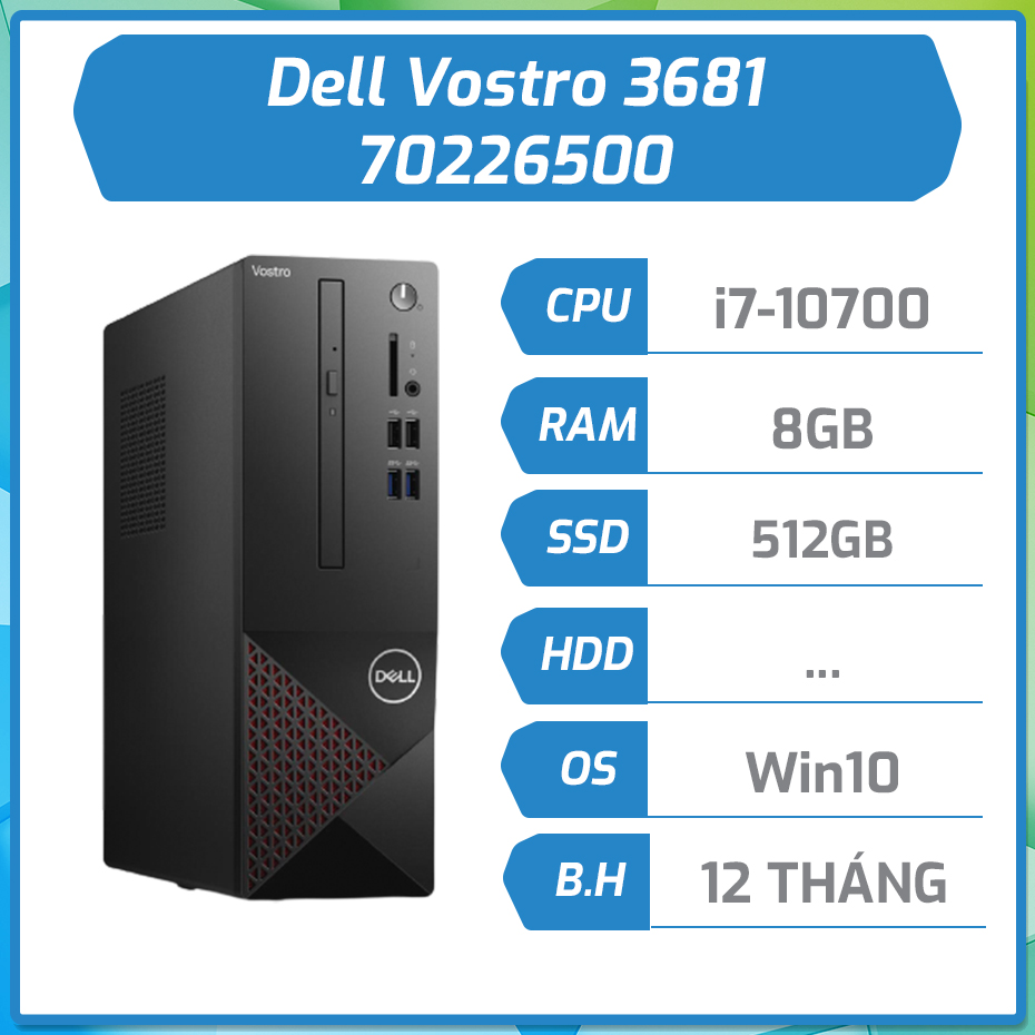I7 10700 Dell Desktop 3681 Máy Bộ Hãng Dell Vostro 3681 (i7-10700