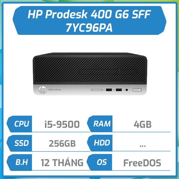 Máy bộ hãng HP Prodesk 400 G6 SFF i5-9500/4GB/256GB SSD/DVDRW/Đen 7YC96PA