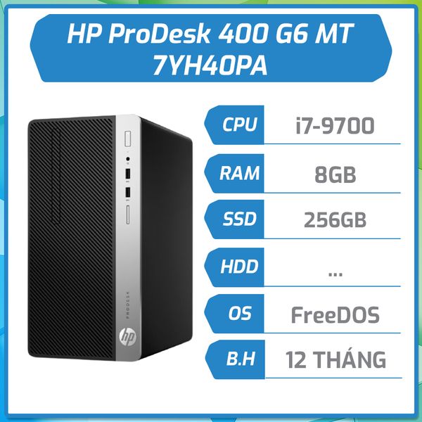 Máy bộ hãng HP ProDesk 400 G6 MT i7-9700/8GB/256GB SSD/DVDRW/ĐEN 7YH40PA